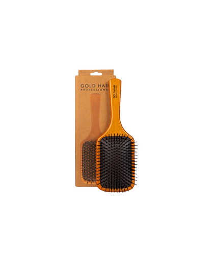 Gold Hair Professional Wooden Brush | Durable & Non-slip Grip | Detangles Hair & Pain-free